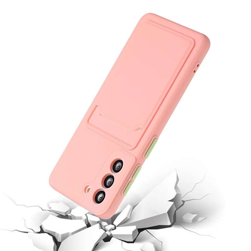 For Samsung Galaxy S21 5G Card Slot Design Shockproof TPU Protective Case(Pink)