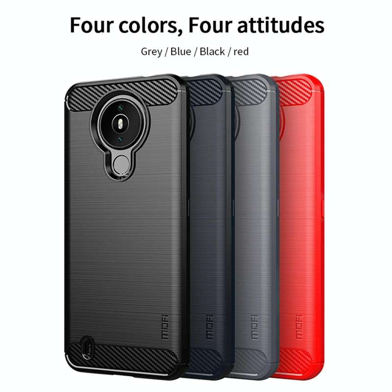 For Nokia 1.4 MOFI Gentleness Series Brushed Texture Carbon Fiber Soft TPU Case(Black)