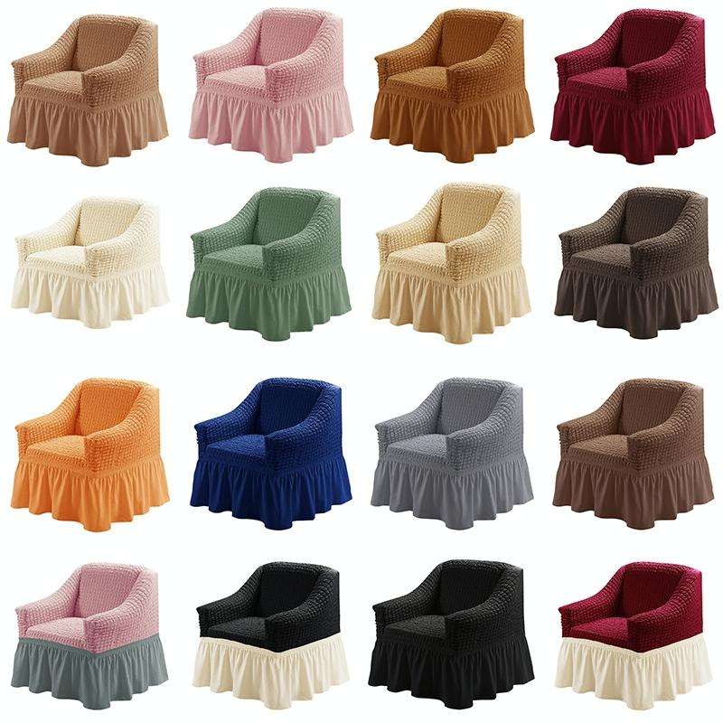 Four Seasons Universal Elastic Full Coverage Skirt Style Sofa Cover, Size: Single S 90-140cm(Dark...