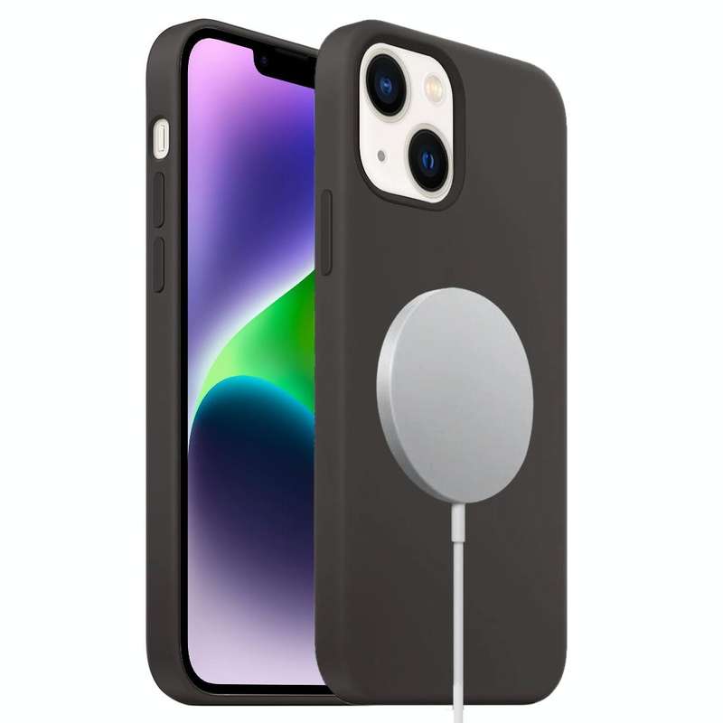 For iPhone 14 MagSafe Liquid Silicone Full Coverage Phone Case(Black)