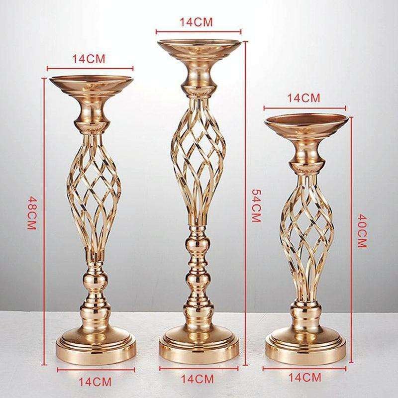 Gold Plated Wrought Iron Candlestick Window Wedding Props Decoration, Size:40cm