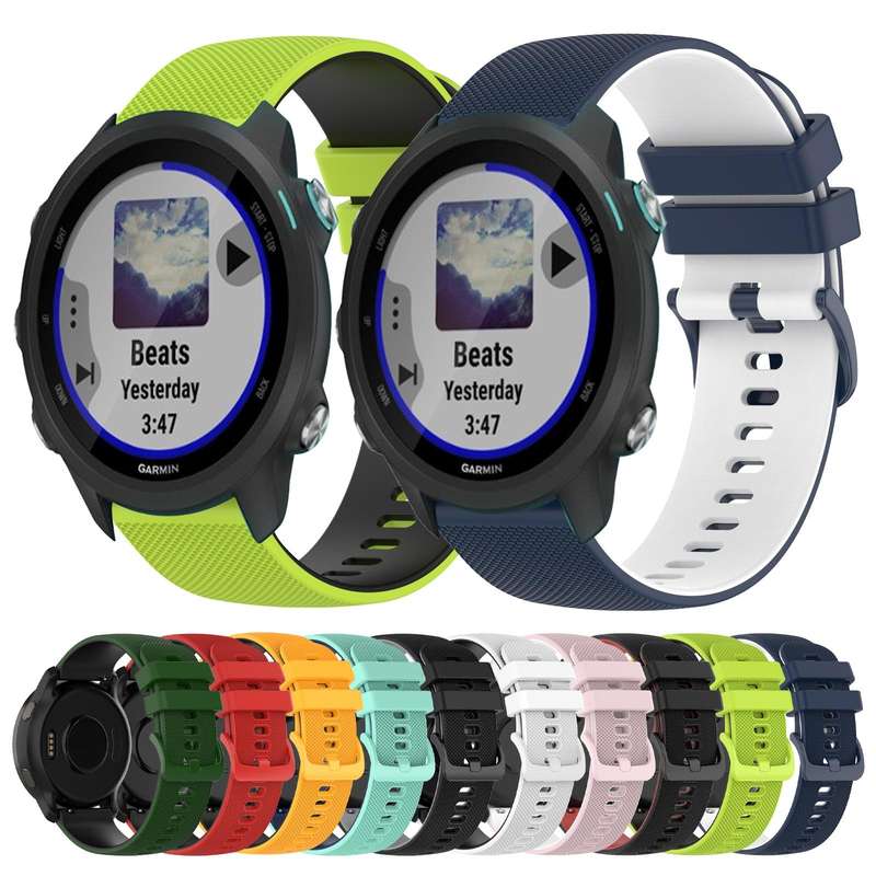 For Garmin Forerunner 245 Music 20mm Checkered Two-Color Silicone Watch Band(Black+Grey)