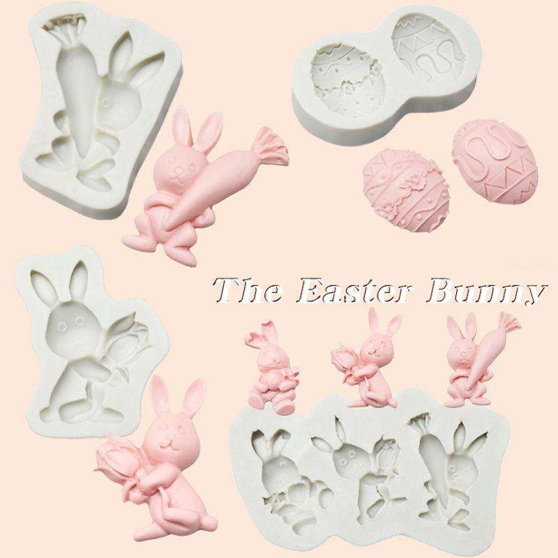 2 PCS Easter Bunny Egg Chocolate Baking Clay Silicone Mold, Specification: Carrot Rabbit