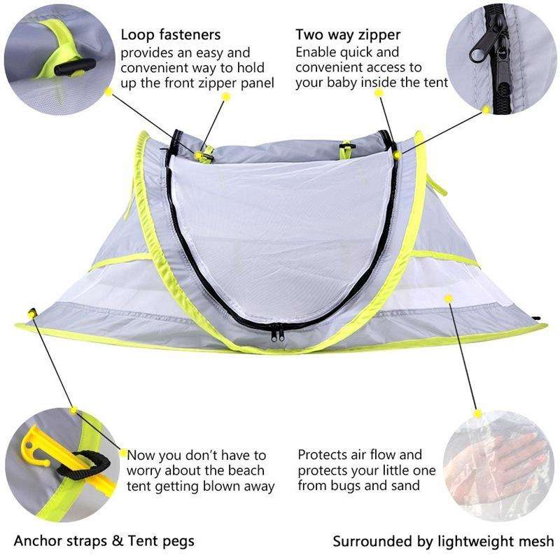 Travel Mosquito Net Ultralight Wei Portable baby beach tent(Gray)