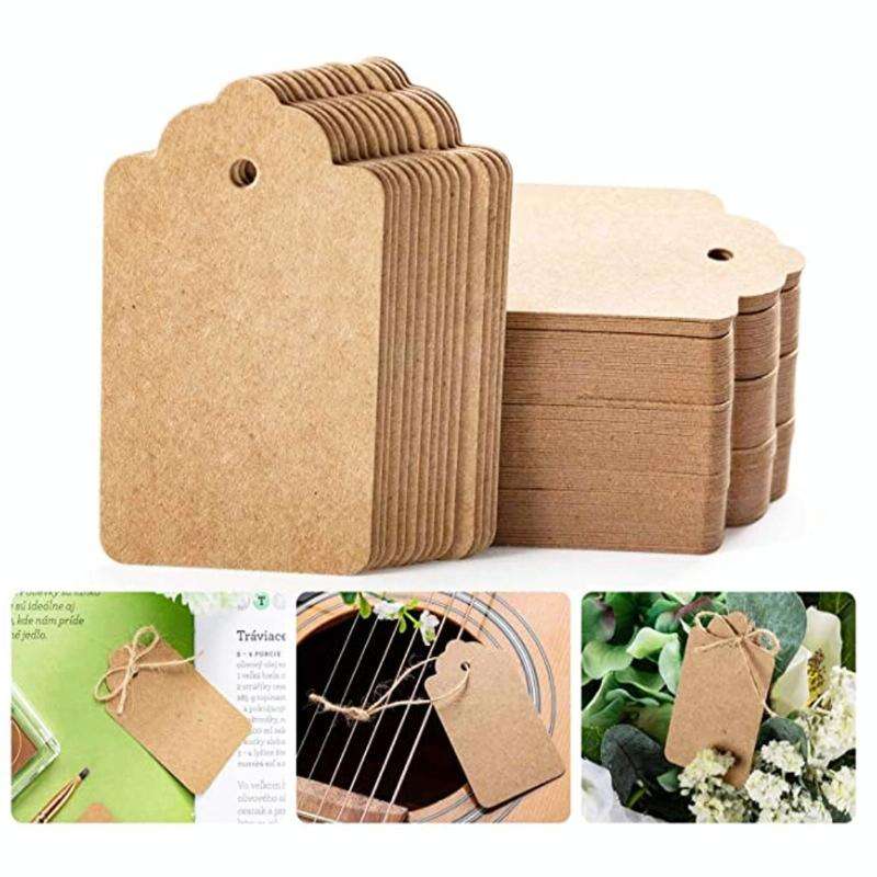 100pcs /Set Waves Kraft Paper Tags Christmas Wedding Party Kraft Paper Gift Hang Tags(White)