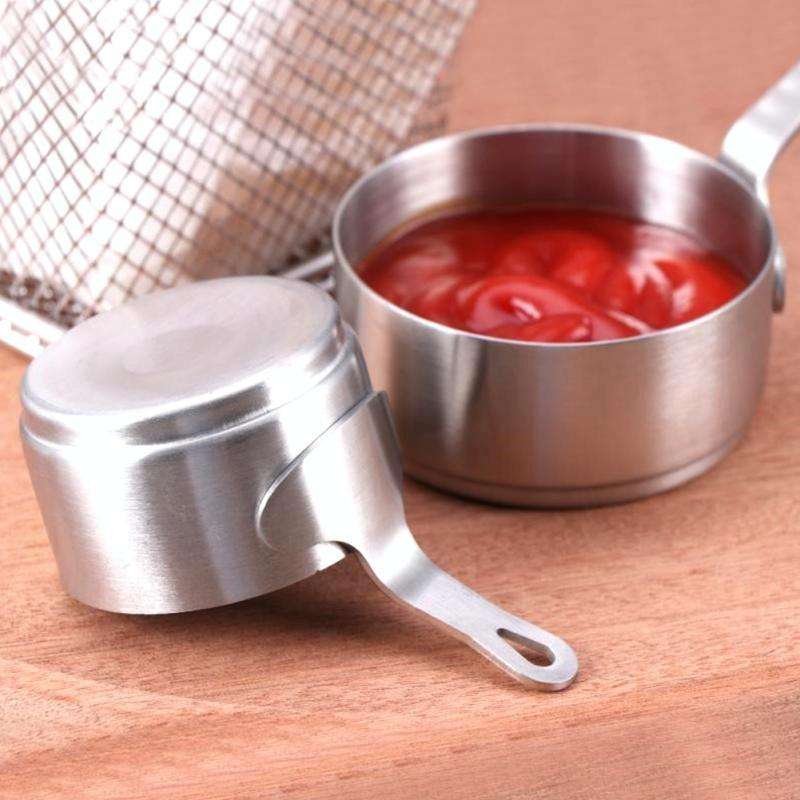 Stainless Steel Sauce Handle Mini Pot Seasoning Tools, Size:L(Silver)