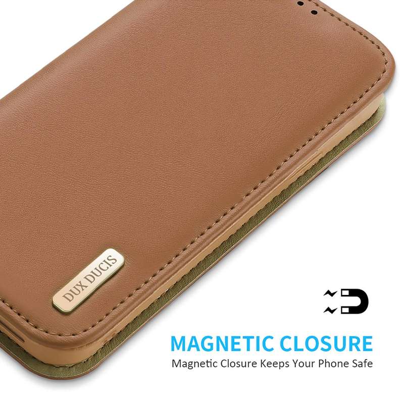 For iPhone 14 Pro Max DUX DUCIS Hivo Series Cowhide + PU + TPU Leather Case (Brown)