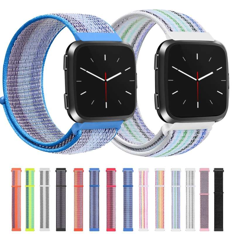 For Fitbit Versa 1 / 2 Universal Nylon Strap Watch Band(Black Stripe)
