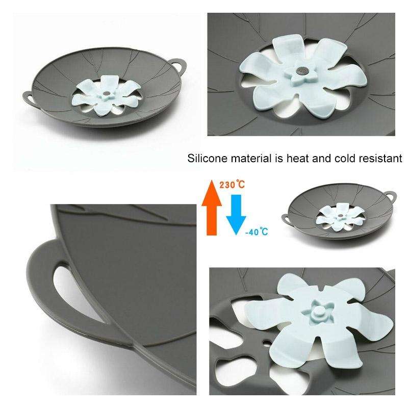 Silicone Flower Spill-proof Pot Lid Rotatable Pot Lid Kitchen Gadget, Size: 23cm Small Gray