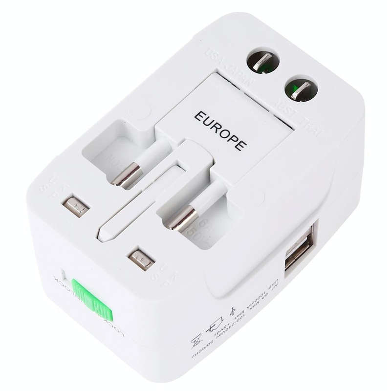 110-250V Multi-function Travel Universal Converter with Dual USB Interfaces, EU / UK / US / AU Pl...
