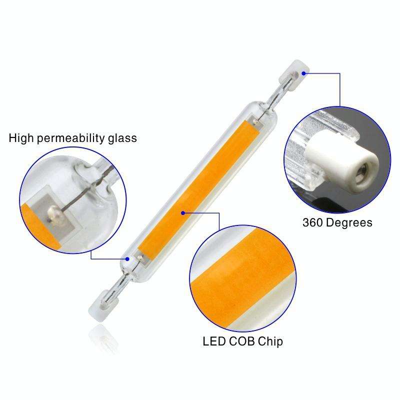 118mm 20W R7S LED COB Dimmer Glass Lamp Double-end Horizontal Plug-in Light(110V Natural White Li...