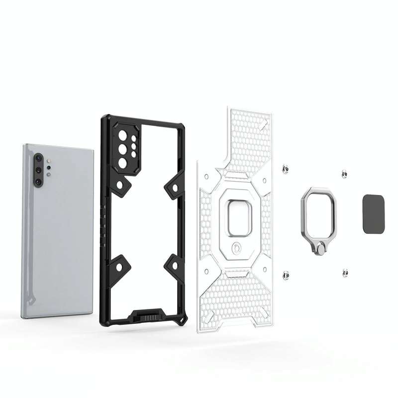 For Samsung Galaxy Note10+ Space PC+TPU Ring Holder Protective Case(Silver)