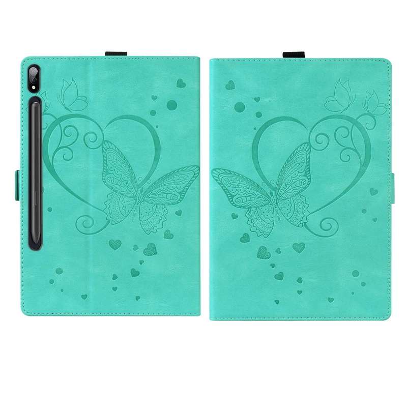 For Samsung Tab S7+ T970 T976B Love Butterfly Pattern Horizontal Flip Leather Case with Holder(Gr...