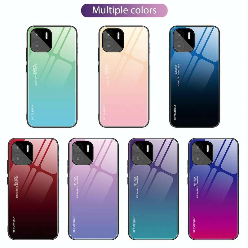 For Xiaomi Redmi A1 4G Gradient Color Glass Phone Case(Blue Black)