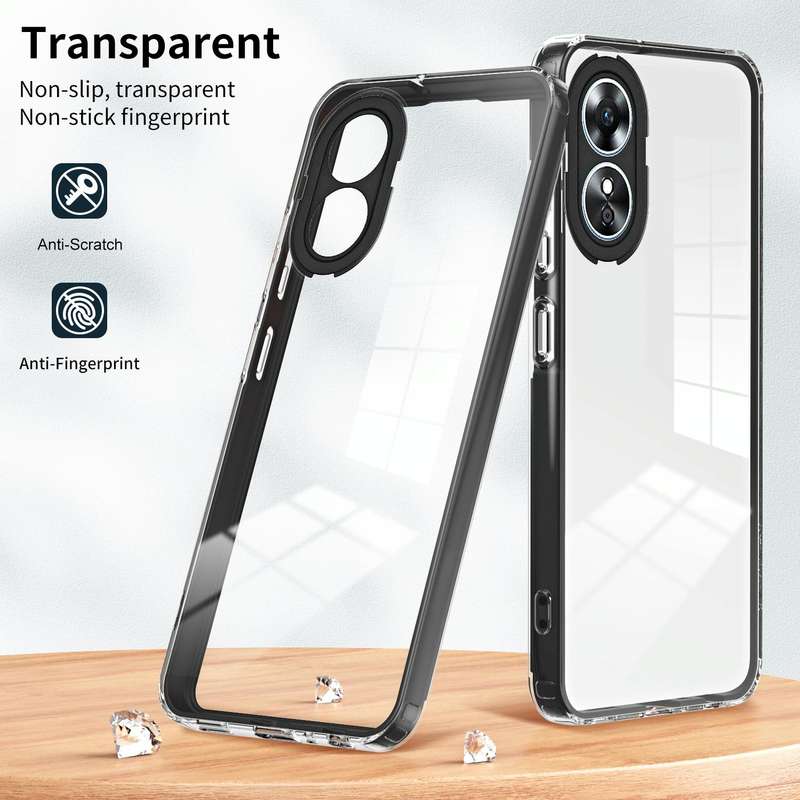 For OPPO A98 3 in 1 Clear TPU Color PC Frame Phone Case(Black)