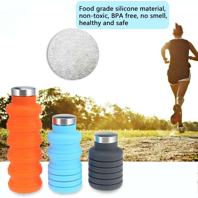 Portable Silicone Water Bottle Retractable Folding Coffee Bottle Outdoor Travel Drinking Sport Dr...