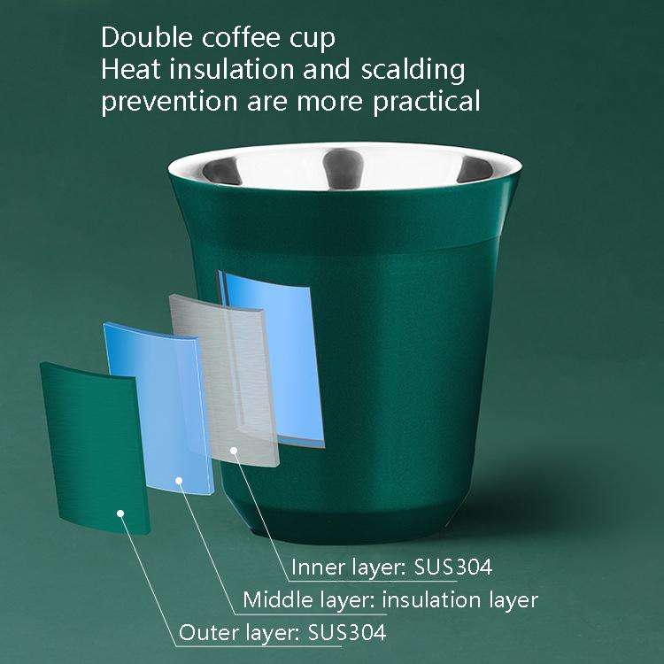 304 Stainless Steel Coffee Capsule Cup Double Insulation Coffee Cup, Style: Large Single Cup