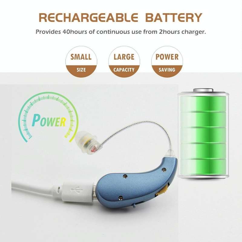 Portable Rechargeable Invisible Hearing Aid US Plug(Blue)