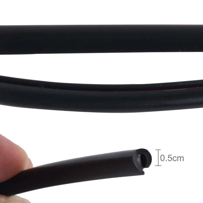 5m Car Decorative Strip PVC Chrome Decoration Strip Door Seal Window Seal(Black)