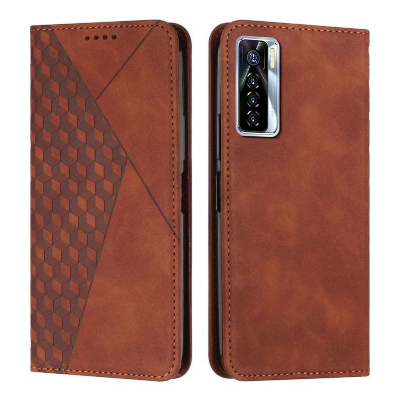For Tecno Camon 17P / 17 Pro Diamond Splicing Skin Feel Magnetic Leather Phone Case(Brown)