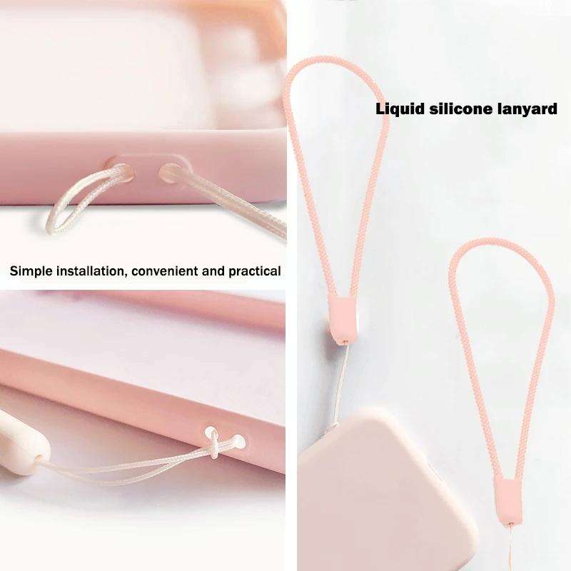 For iPhone 13 mini Silicone Phone Case with Wrist Strap(Matcha Green)