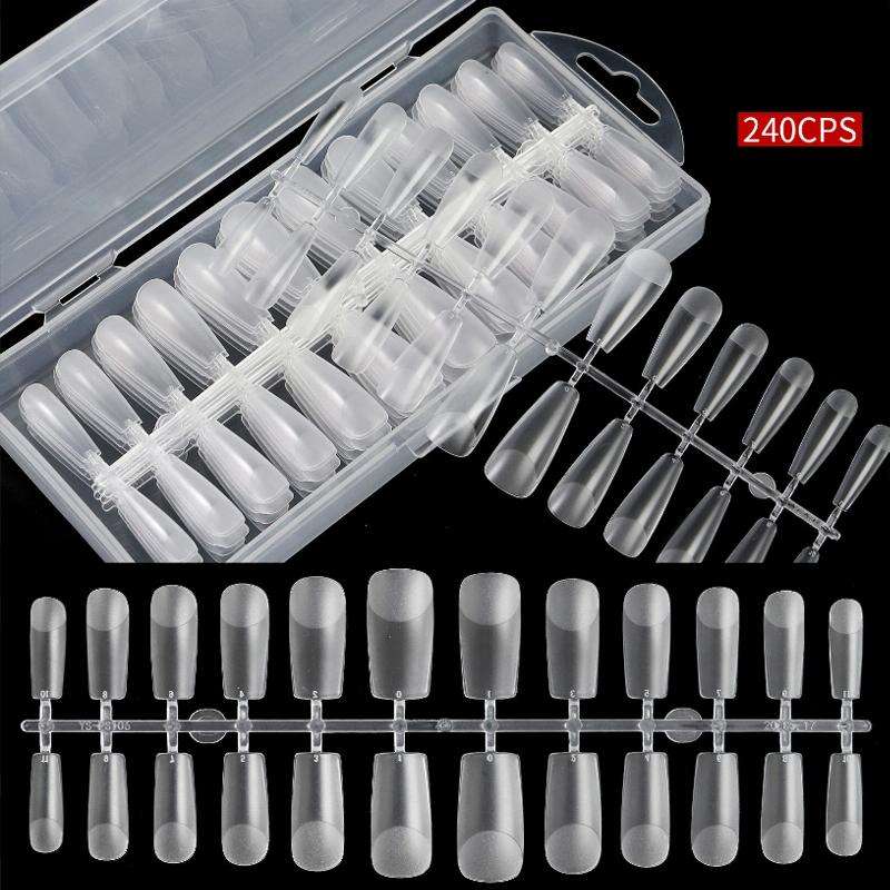 240 PCS Extended Manicure No-Engraving Frosted Thin Nail Piece WH-109 Single Number 5-9