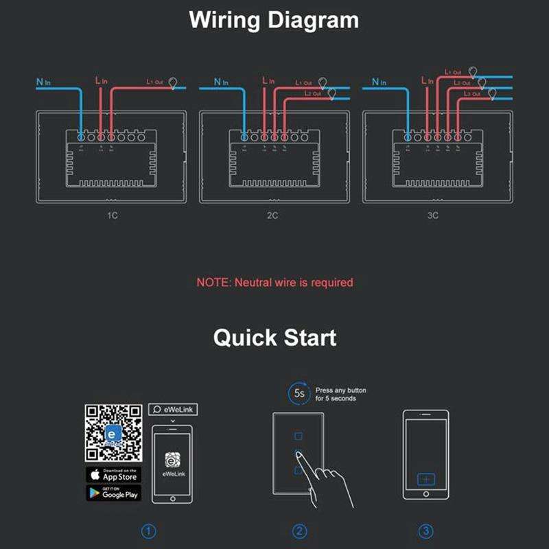 Sonoff T3 US-TX 433 RF WIFI Smart Remote Control Wall Touch Switch, US Plug, Style:Single Button