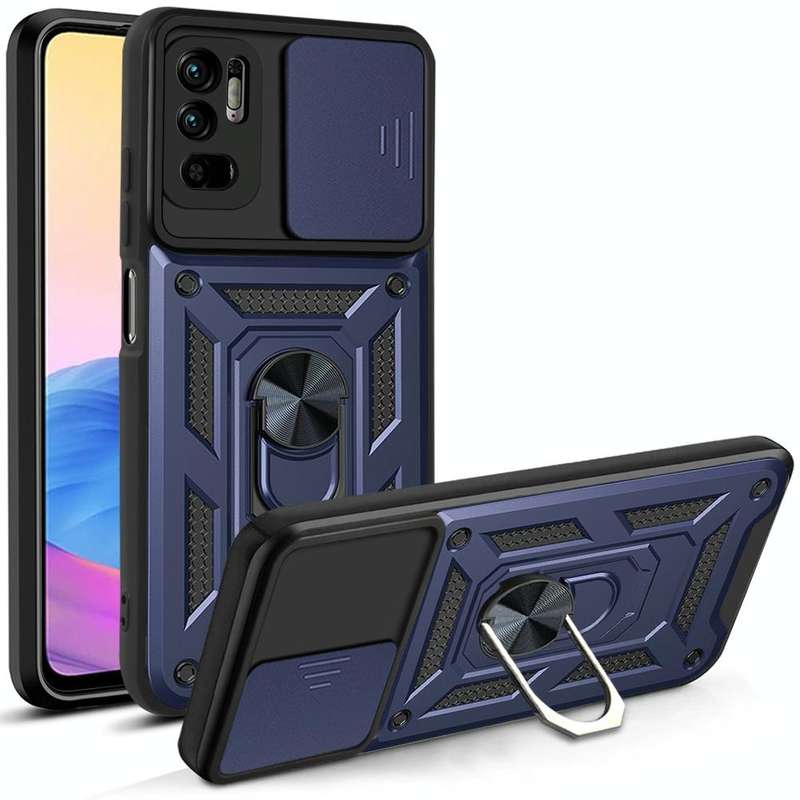 For Xiaomi Redmi Note 10 5G Sliding Camera Cover Design TPU+PC Protective Case(Blue)