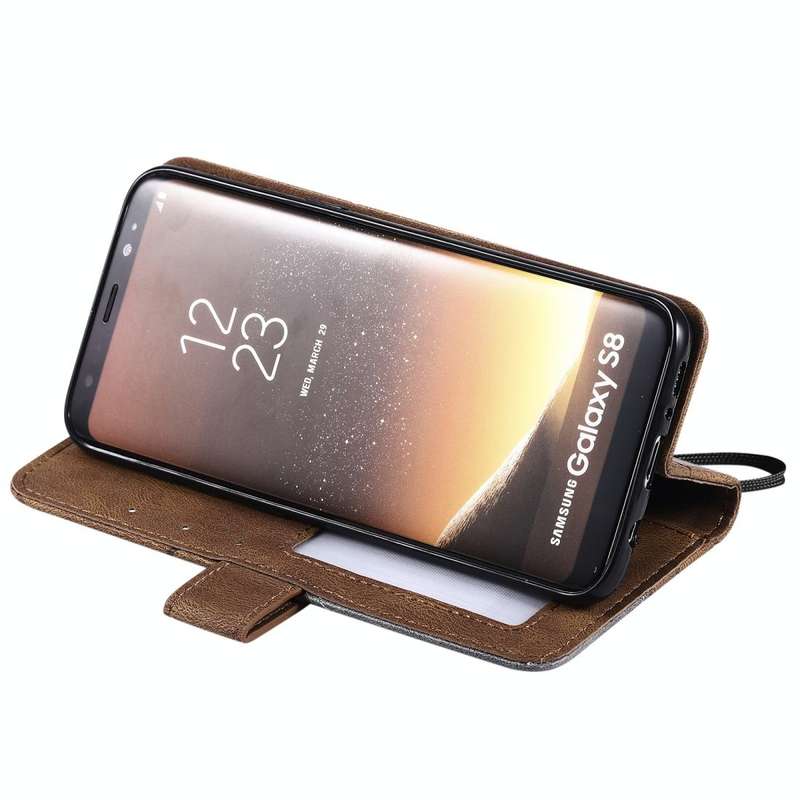 For Samsung Galaxy S8 Skin Feel Splicing Horizontal Flip Leather Case with Holder & Card Slots & ...