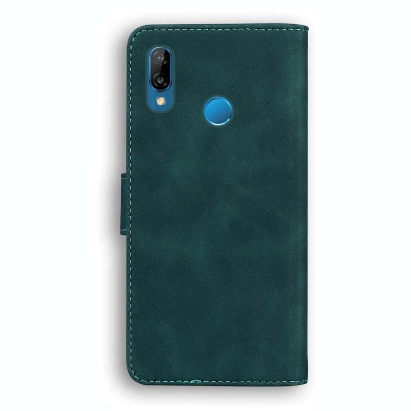 For Huawei P20 lite Skin Feel Pure Color Flip Leather Phone Case(Green)