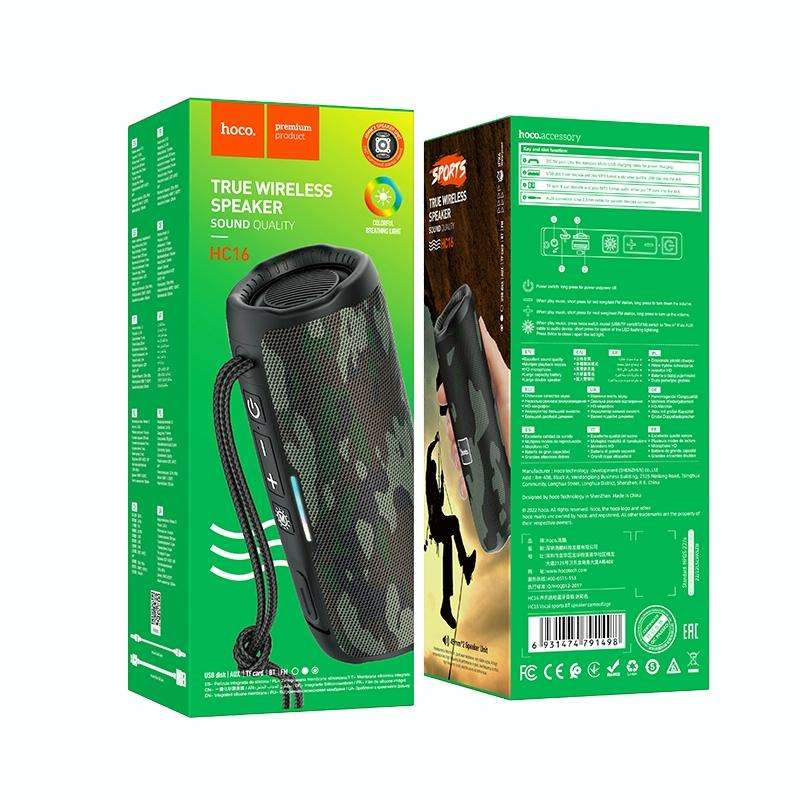hoco HC16 Vocal Outdoor Bluetooth 5.3 Speaker Support TF Card / AUX / FM(Camouflage)