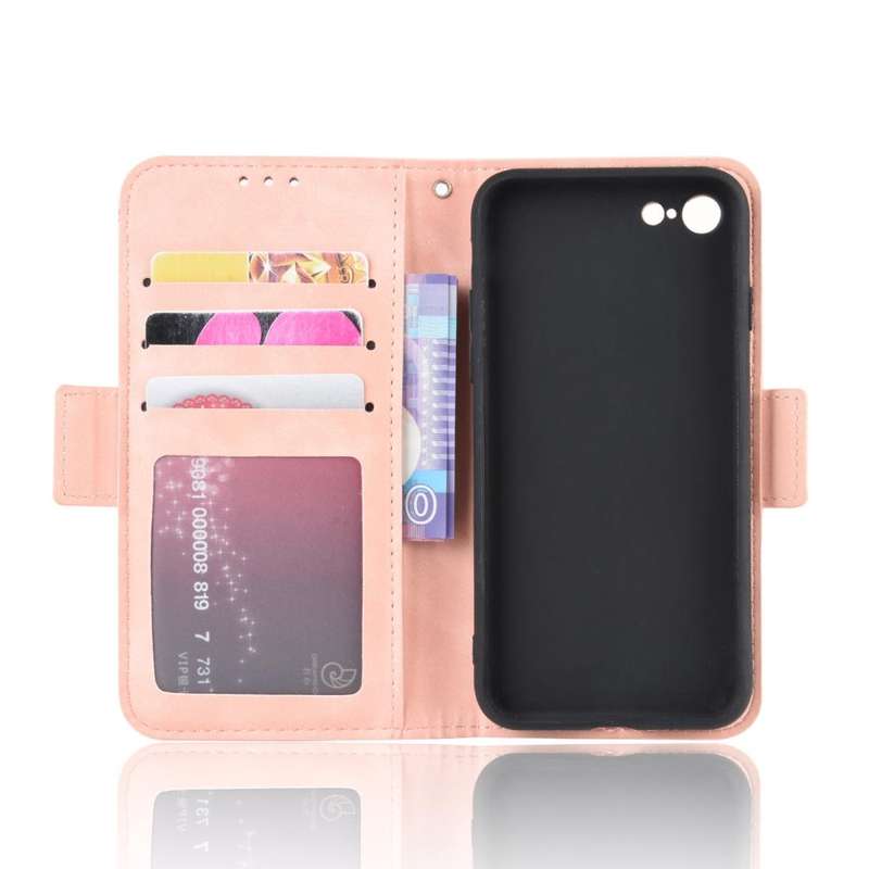 For iPhone SE 2022 / SE 2020 Wallet Style Skin Feel Calf Pattern Leather Case with Separate Card ...
