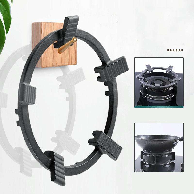 Gas Stove Anti-Slip Rack Cast Iron Anti-Slip Wok Support Ring(Black)