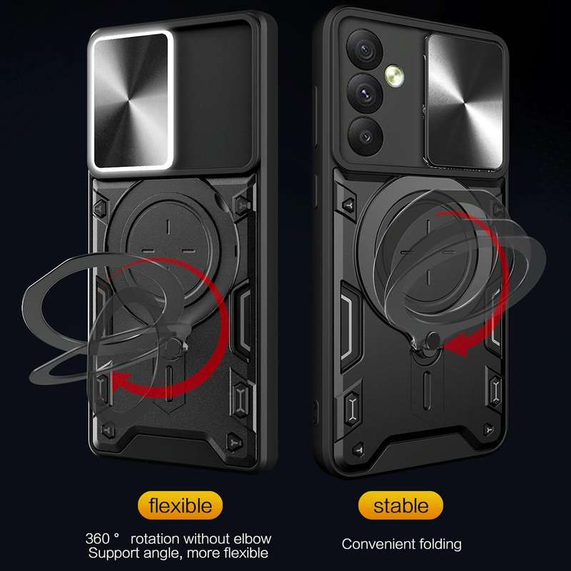 For Samsung Galaxy A34 5G CD Texture Sliding Camshield Magnetic Holder Phone Case(Black)