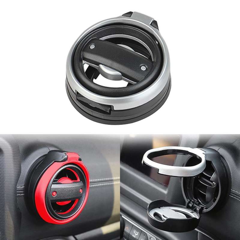 For Jeep Wrangler JK 2007-2017 JL / JT 2018+ Car Air Conditioner Air Vent Water Cup Holder (Silver)