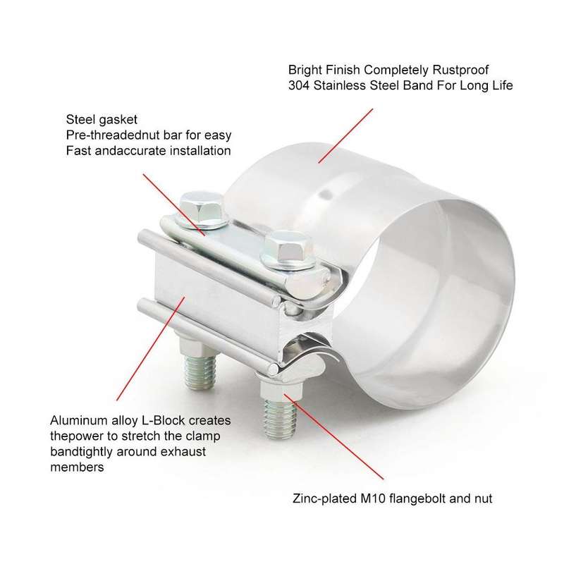 2.75 inch Car Turbo Exhaust Downpipe Stainless Steel Lap Joint Band Clamp