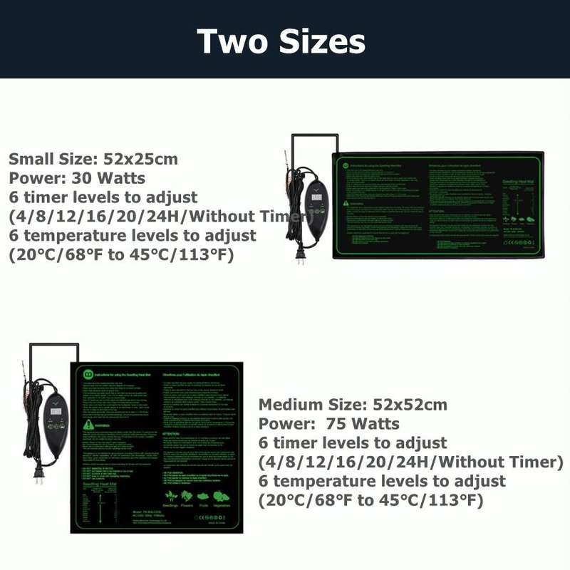 20 x 10 inch Digital Display Seedling Heating Pad With Timed Temperature Adjustment(UK Plug 240V)