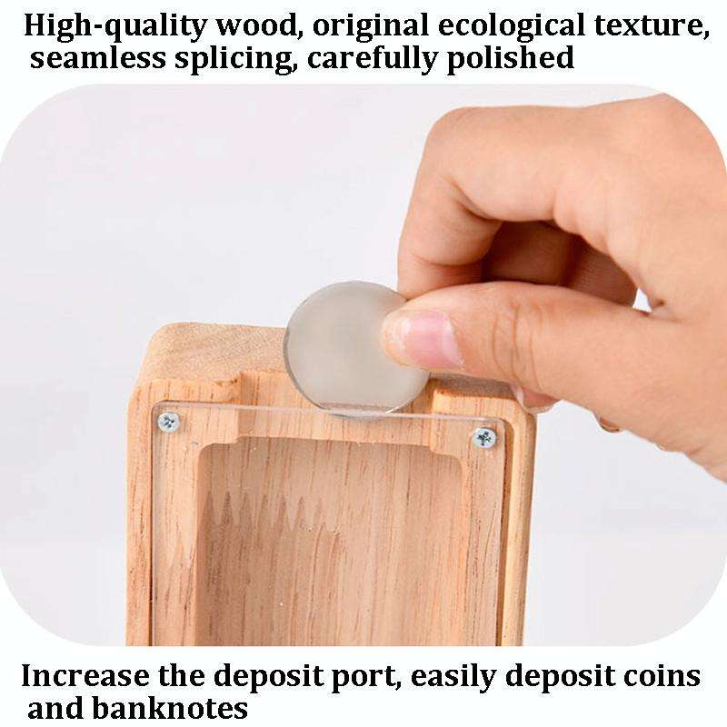 Wooden English Alphabet Piggy Bank Transparent Acrylic Piggy Bank(N)