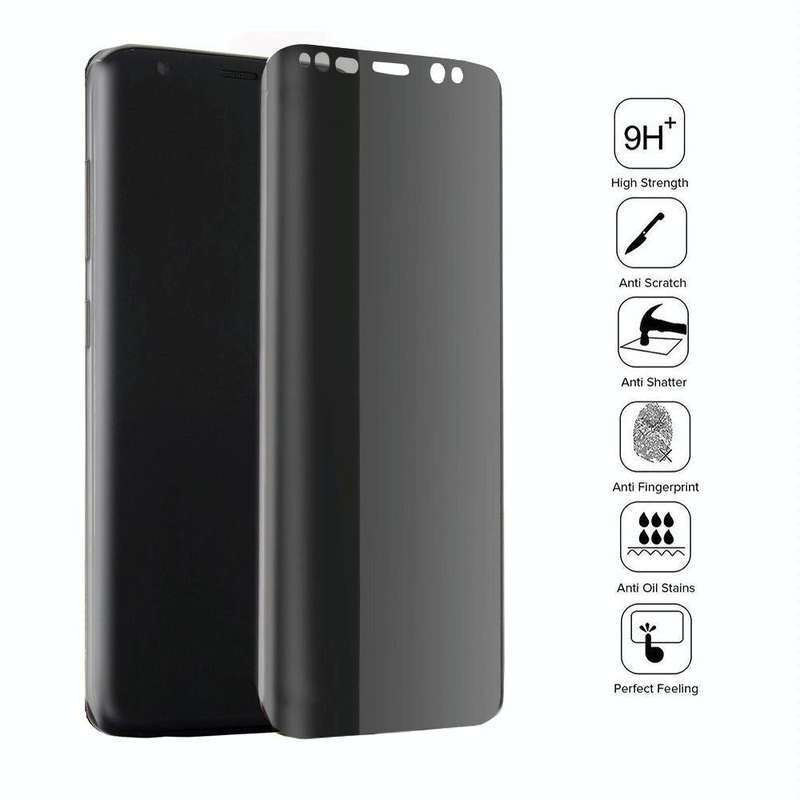 For Galaxy S8 / G950 0.3mm 9H Surface Hardness 3D Curved Privacy Anti-glare Full Screen Tempered ...