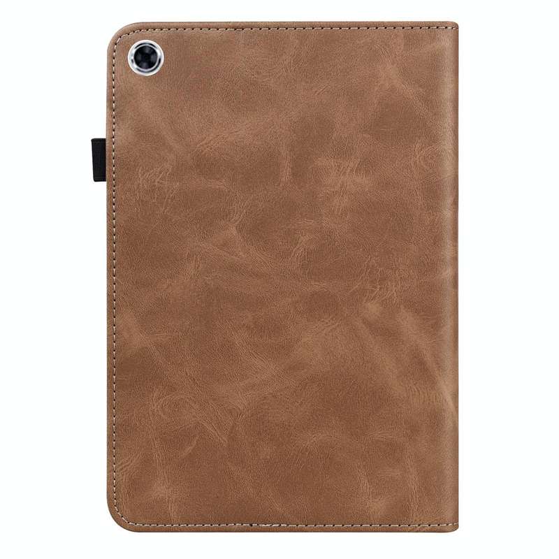 For Samsung Galaxy Tab A8 10.5 (2021) Solid Color Embossed Striped Leather Tablet Case(Brown)