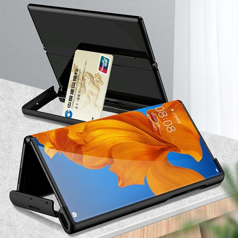 For Huawei Mate Xs GKK Foldable Protective Leather Case + Screen Protector with Holder(Carbon Fiber)