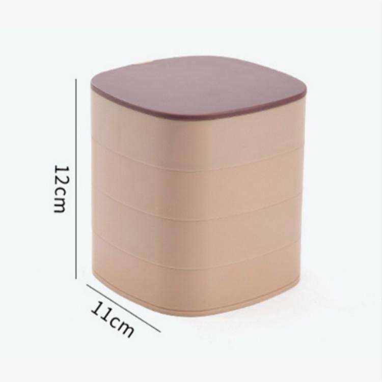 Desktop Contrast Color Multi-layer Jewelry Box With Mirror Rotating Storage Box(White Gray)