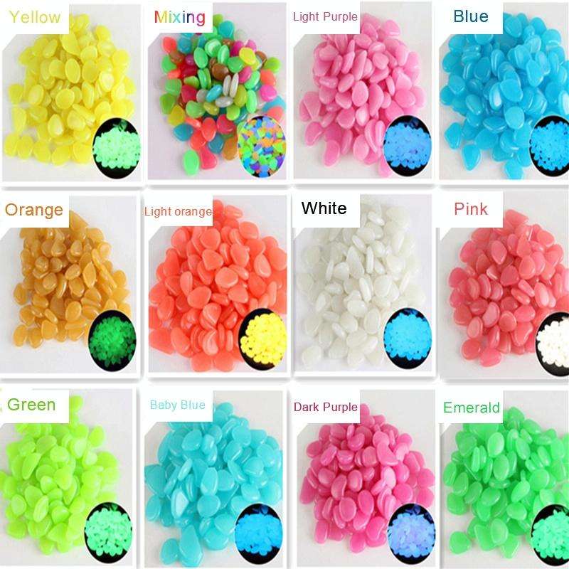 100 PCS Glow in The Dark Garden Pebbles for Walkways & Decoration and Plants Luminous Stones(Ligh...