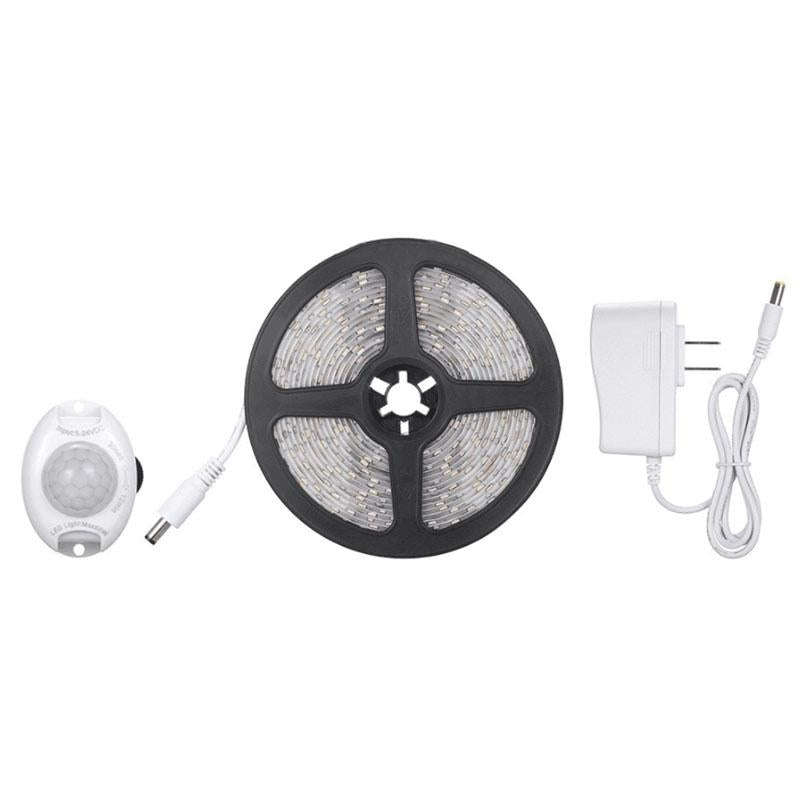 2m Wireless PIR Motion Sensor LED Strip Light 12V Smart Stair Cabinet Wall Lamp, EU plug(Warm whi...