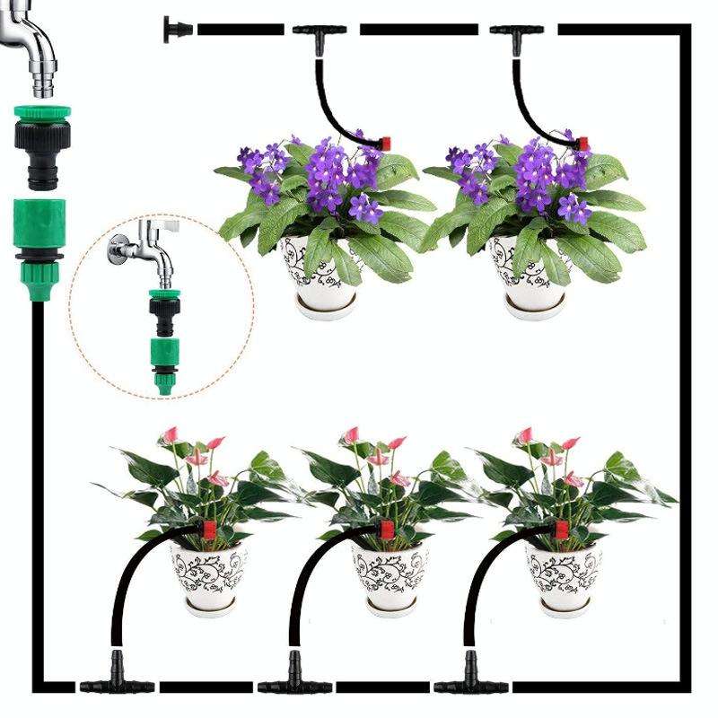 10m Kit Hose Drip Irrigation System Plant Watering Set 360 Degree Adjustable Drippers