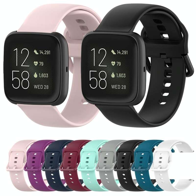 23mm Color Buckle Silicone Wrist Strap Watch Band for Fitbit Versa 2 / Versa / Versa Lite / Blaze...
