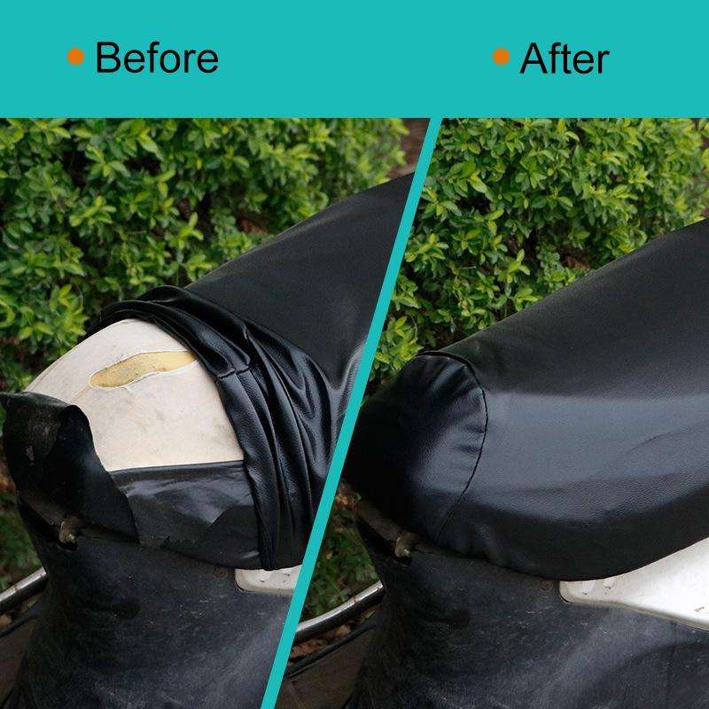 Waterproof Motorcycle Black Leather Seat Cover Prevent Bask In Seat Scooter Cushion Protect, Size...