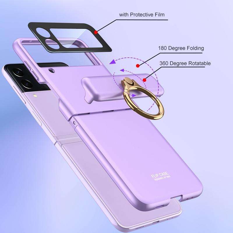 For Samsung Galaxy Z Flip3 5G GKK Magnetic Hinged Flip Case with Ring Holder(Orange)