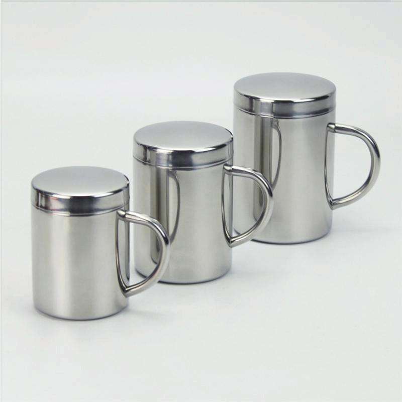 304 Stainless Steel Double Insulation Coffee Drink Milk Water Mugs Durable Drinking Cup with Lid ...