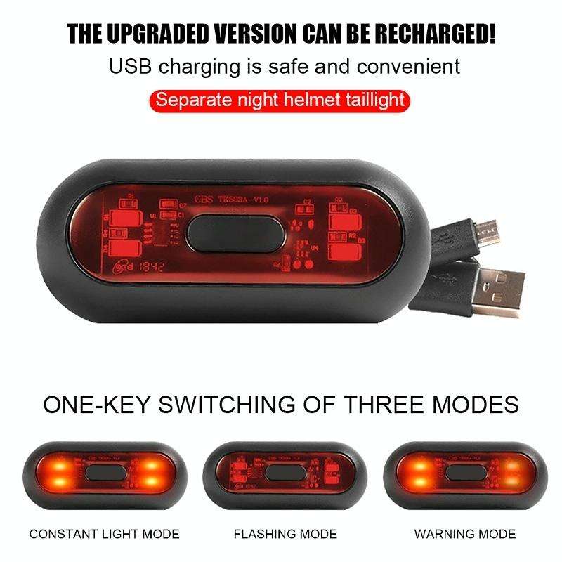 Motorbike Helmet Warning Light USB Rechargeable Waterproof Tail Light, Specification: 4 Beads B M...